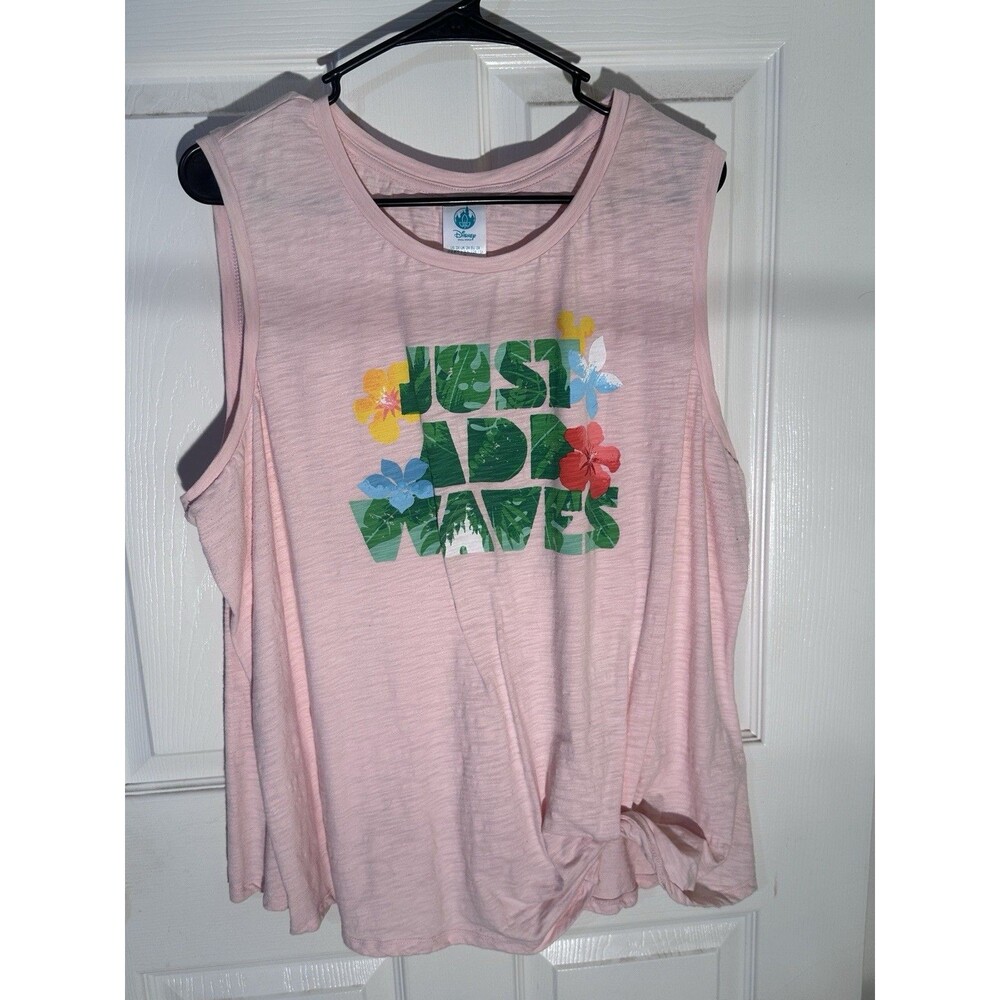 Women’s Disney Just Add Waves Tropical Mickey Tank Knot Shirt 2X. Fun In Sun!